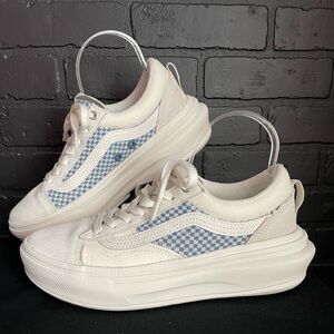 Vans ComfyCush Old Skool Overt CC Lux Sneaker Shoes Check Blue Women 8.5 Men 7.0